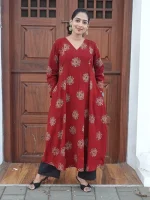 MRUNAL-Red-Modal Ajrakh Kurti - Image 2