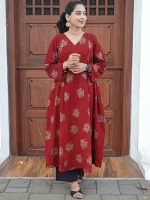 MRUNAL-Red-Modal Ajrakh Kurti