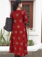 MRUNAL-Red-Modal Ajrakh Kurti - Image 5