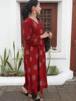 MRUNAL-Red-Modal Ajrakh Kurti - Image 4