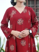 MRUNAL-Red-Modal Ajrakh Kurti - Image 3