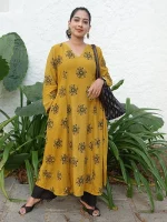 MRUNAL-Yellow-Modal Ajrakh Kurti