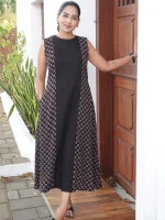 VEDIKA - Black Modal Ajrakh Kurti/Frock