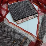 KUS015 - Kota Doria - Unstitched Salwar Sets - Red & Black