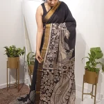 KAMALA Kalamkari Saree– Black & Offwhite