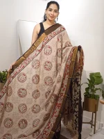 KOKILA Kalamkari Saree– Offwhite & Red