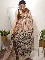 KOKILA Kalamkari Saree– Offwhite & Red - Image 2