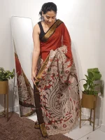 KAVERI Kalamkari Saree– Red - Image 2