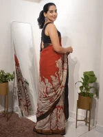 KAVERI Kalamkari Saree– Red - Image 4