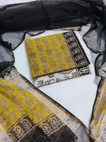 KUS014 - Kota Doria - Unstitched Salwar Sets - Yellow